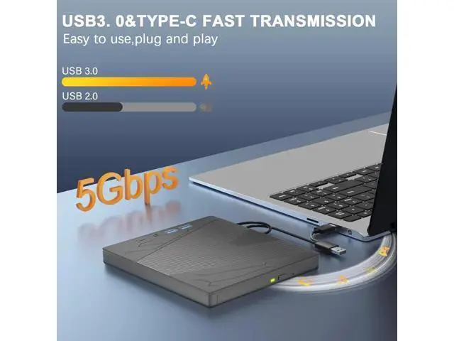 Alt view image 10 of 14 - External CD DVD Drive, 7 in 1 Portable CD/DVD Drives +/-RW Optical Drive with SD/TF Card Reader USB 3.0 &USB-C CD Burner Compatible with Laptop Desktop PC Windows 7/8/10/11/XP Mac Pro/Air Linux
