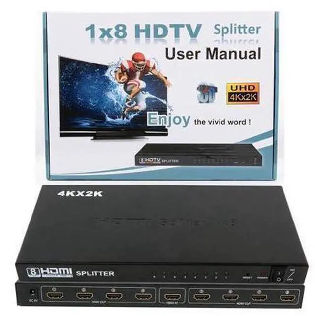 Alt view image 14 of 14 - Hdmi Splitter 4k 1 in 8 Out 4K and 3D Hdmi Splitter Box, Support 4K x 2K@30Hz 1080P Full HD 3D for Ps4 / Xbox One/Fire TV/Apple TV/Sky Box/Stb/DVD/Laptop/Blue ray
