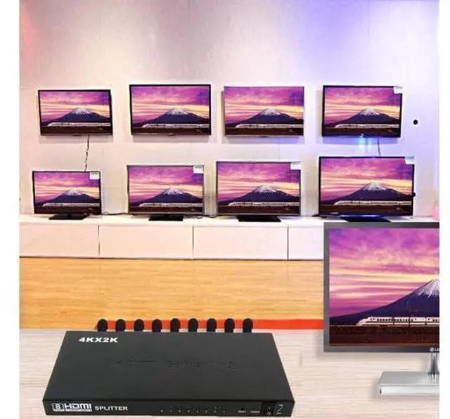 Alt view image 10 of 14 - Hdmi Splitter 4k 1 in 8 Out 4K and 3D Hdmi Splitter Box, Support 4K x 2K@30Hz 1080P Full HD 3D for Ps4 / Xbox One/Fire TV/Apple TV/Sky Box/Stb/DVD/Laptop/Blue ray