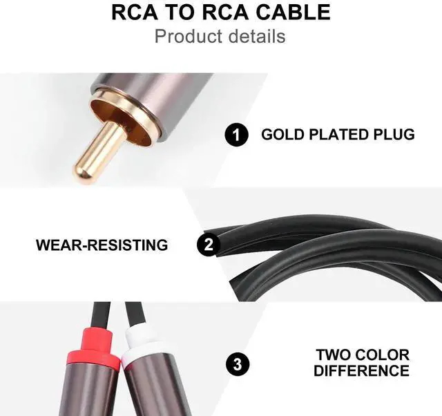 Alt view image 5 of 6 - 1 Meter Audio Connection Cable 2 to 2 Male Aluminum Alloy Shell Gold-Plated Plug for Gaming Consoles Home