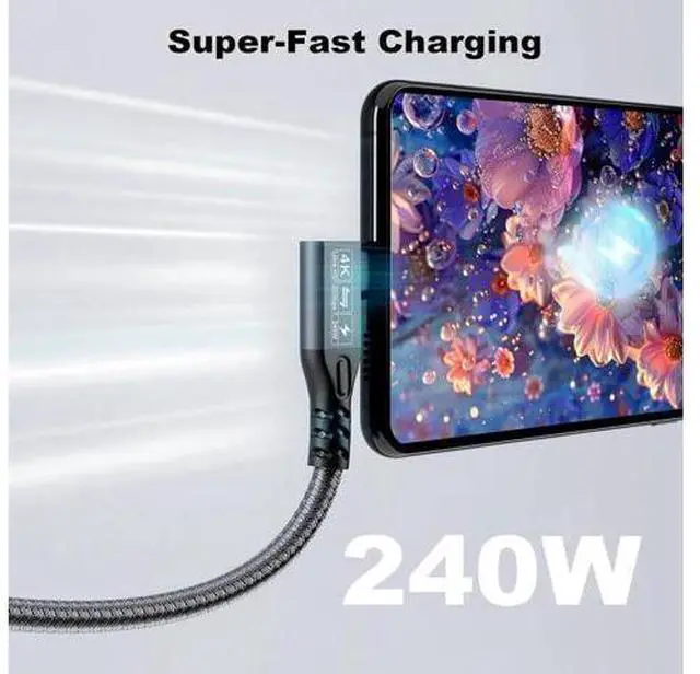 Alt view image 11 of 14 - Aomoproing 20Gbps USB C 3.2 Extension Cable, 90 Degree USBC 3.2 Gen2 Type-c Male to Female Extender Cable 4K@60Hz 240W Charging 20Gbps Data Transfer with External SSD eGPU (90 Degree Extension 2M)