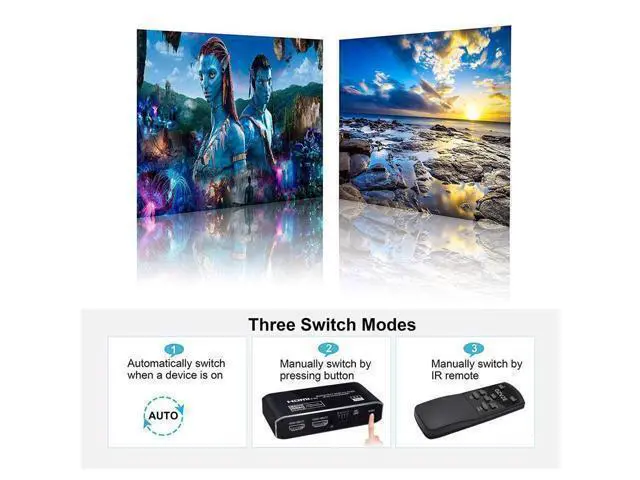 Alt view image 11 of 12 - 4K@60Hz HDMI Switch Audio Extractor 2 in 1 Out, 2x1 HDMI Switcher with SPDIF & 3.5MM Audio,Coaxial 4K HDMI Switch with Remote, Support Auto Downscale 3D HDR, HDCP2.3 for PS5, Xbox, HDTV