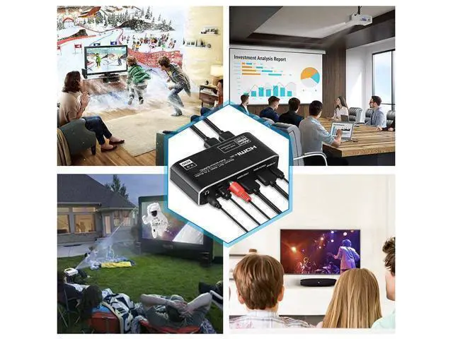 Alt view image 12 of 12 - 4K@60Hz HDMI Switch Audio Extractor 2 in 1 Out, 2x1 HDMI Switcher with SPDIF & 3.5MM Audio,Coaxial 4K HDMI Switch with Remote, Support Auto Downscale 3D HDR, HDCP2.3 for PS5, Xbox, HDTV