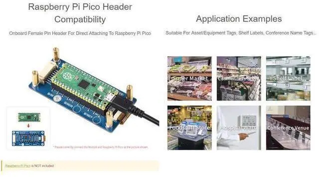 Alt view image 13 of 14 - 2.9inch E-Paper E-Ink Display Module for Raspberry Pi Pico 296×128 Pixels Black/White Partial Refresh Support with SPI Interface