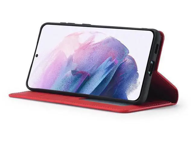 Alt view image 12 of 14 - Case for Samsung Galaxy S25 5G 6.2 inch Premium PU Leather Phone Cover with Card Holder Stand, Shockproof Flip Wallet Cover Red