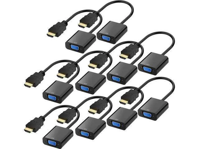 Alt view image 7 of 12 - AOMOPROING HDMI to VGA, Gold-Plated HDMI to VGA Adapter (Male to Female) for Computer, Desktop, Laptop, PC, Monitor, Projector, HDTV, Chromebook, Raspberry Pi, Roku, Xbox and More - Black 10 packs
