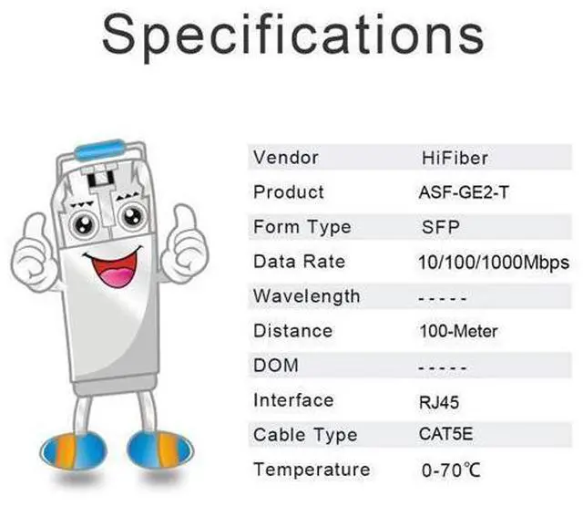 Alt view image 12 of 12 - H!Fiber Auto-Negotiation SFP to RJ45 Module, 10/100/1000BASE-T Ethernet Transceiver for Cisco GLC-T(10/100/1000)/SFP-GE-T(10/100/1000), Cisco Meraki and More, up to 100m (328 Ft),2 Pack