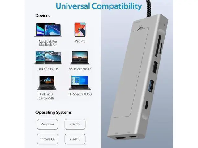 Alt view image 14 of 14 - XJYLCPC USB C Docking Station, 8 in 1 USB C Hub with 10Gbps M.2 PCIe/SATA SSD Enclosure, 4K HDMI, 100W PD, 10Gbps USB C/USB-A Gen 3.2/3.1, SD/TF, USB-A Port for Windows, Mac OS USB-C Laptop