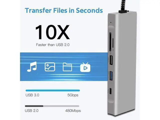 Alt view image 12 of 14 - XJYLCPC USB C Docking Station, 8 in 1 USB C Hub with 10Gbps M.2 PCIe/SATA SSD Enclosure, 4K HDMI, 100W PD, 10Gbps USB C/USB-A Gen 3.2/3.1, SD/TF, USB-A Port for Windows, Mac OS USB-C Laptop