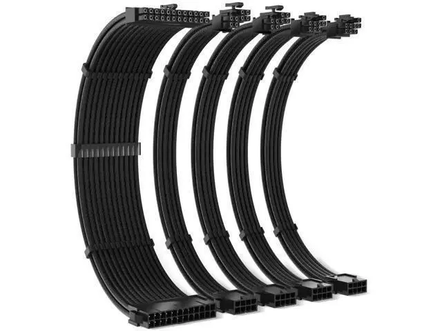 Alt view image 8 of 14 - Black Sleeved PSU Extension Cable Kit, 18AWG, 35cm, ATX 24Pin + 4+4Pin EPS + 6+2Pin PCI-E with Cable Combs