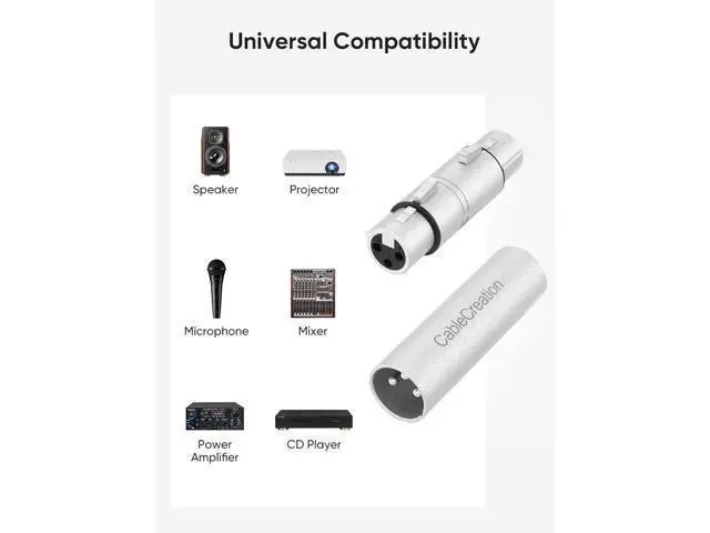 Alt view image 14 of 14 - [5-Pair XLR Female to Female & XLR Male to Male 3PIN Adapter Connector Compatible Microphone,Mixer,Silver