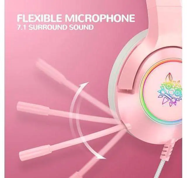 Alt view image 10 of 14 - K9 Gaming Headset with Removable Cat Ears, for PS5, PS4, Nintendo Switch, PC, with Surround Sound, RGB LED Light & Noise Canceling Retractable Microphone