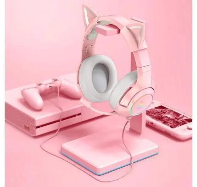 Alt view image 11 of 14 - K9 Gaming Headset with Removable Cat Ears, for PS5, PS4, Nintendo Switch, PC, with Surround Sound, RGB LED Light & Noise Canceling Retractable Microphone