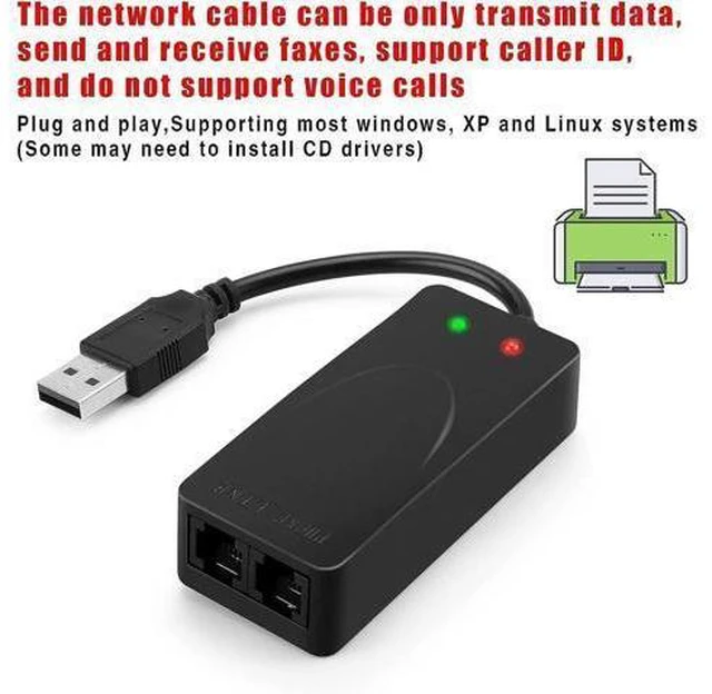 Alt view image 10 of 14 - USB 56K Voice Fax Data External V.90 V.92 Modem With Dual Ports, Compatible With Windows 98SE/2000/ME/XP/Vista/Win 7/Win 8/Win 10 Support Auto-Dial, Tone and Pulse Dialing, Auto Answer, Auto Retrain