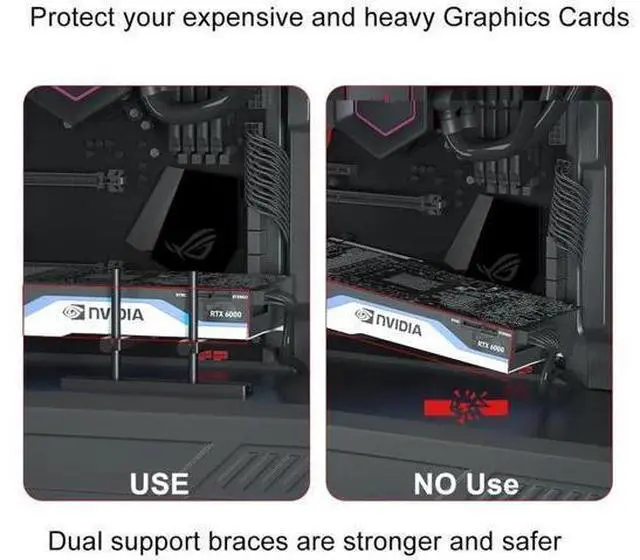 Alt view image 12 of 12 - Aomoproing GPU Support Bracket Dual Brace: Fan mounting Adjustable Aluminum Graphics Card GPU Sag Bracket Video Card Stand Holder Graphics Card Bracket, Support Big GPU - 128mm