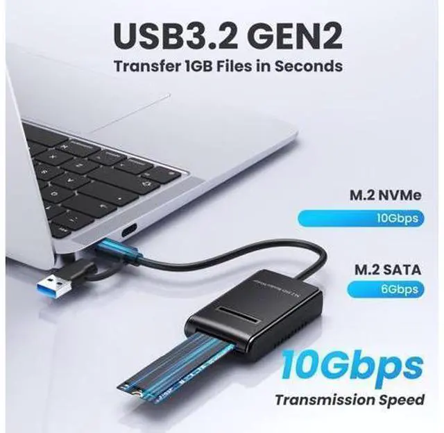 Alt view image 10 of 14 - M.2 NVME/SATA SSD Enclosure Reader/Writer,USB A/C 10Gbps Desktop M.2 SSD Dual Protocol Enclosure Adapter