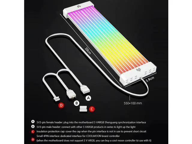 Alt view image 10 of 14 - COOLMOON AOSOR AL200 Lamp Tape 5V ARGB Aura Sync Flexible Light Bar Widening Bendable Multifunctional DIY for 3x8P Graphics Card