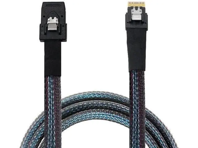 Alt view image 6 of 10 - 2 Pack 1.6FT Slimline SAS 4.0 Conversion Cable, SFF-8654 4i 38Pin Host to SFF-8087 Mini SAS 4i 36Pin Internal Server Storage Cable, Black