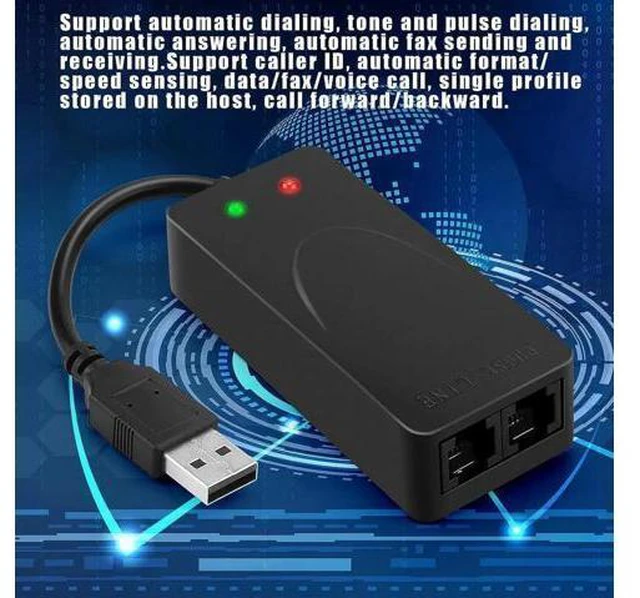 Alt view image 9 of 14 - USB 56K Voice Fax Data External V.90 V.92 Modem With Dual Ports, Compatible With Windows 98SE/2000/ME/XP/Vista/Win 7/Win 8/Win 10 Support Auto-Dial, Tone and Pulse Dialing, Auto Answer, Auto Retrain
