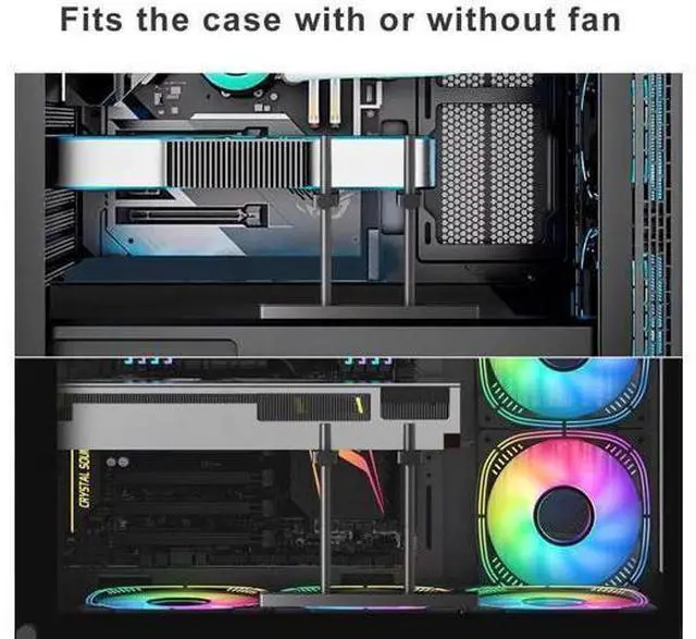 Alt view image 8 of 12 - Aomoproing GPU Support Bracket Dual Brace: Fan mounting Adjustable Aluminum Graphics Card GPU Sag Bracket Video Card Stand Holder Graphics Card Bracket, Support Big GPU - 128mm