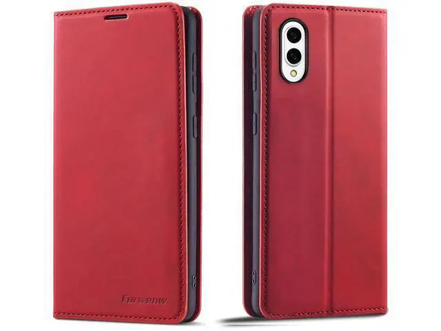 Alt view image 8 of 14 - Case for Samsung Galaxy S25 Edge 5G 6.7 inch Premium PU Leather Phone Cover with Card Holder Stand, Shockproof Flip Wallet Cover Red