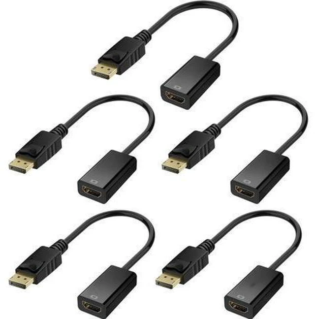 Alt view image 8 of 14 - AOMOPROING 4K DisplayPort (DP) to HDMI Adapter, Gold-Plated Uni-Directional Display Port PC to HDMI Screen Converter (Male to Female) Compatible with HP, D.ell, L.enovo & More, Passive - Black 5 packs