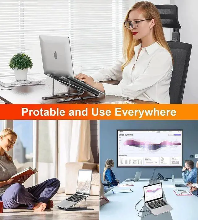 Alt view image 13 of 14 - USB C Laptop Docking Station Stand, USB C Dock Tablet Stand, 7 in 1 USB C Hub with 4K HDMI, 2 USB 3.1, PD 100W, Universal Docking Station for MacBook Pro/Air//HP/Surface/Lenovo, Plug and Play
