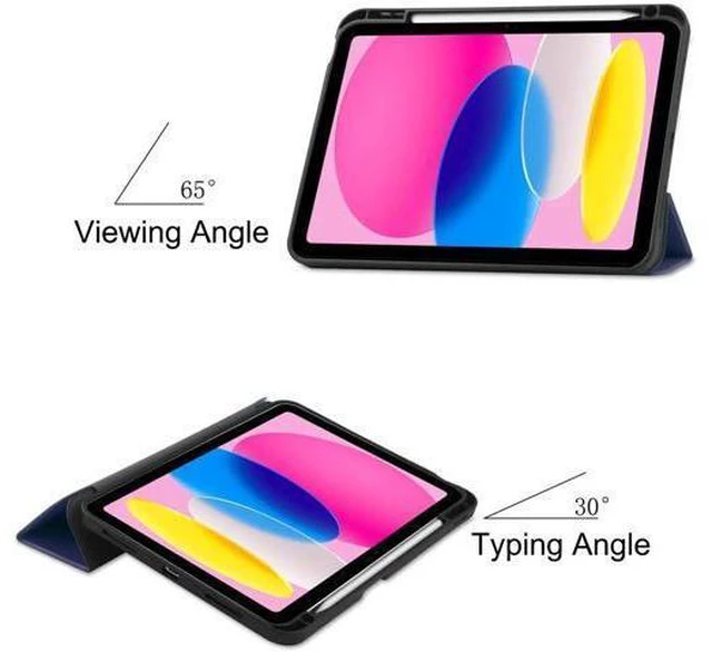Alt view image 13 of 14 - Case for iPad A16 11th Generation 11 inch 2025 / iPad 10th Generation 10.9 inch 2022, Slim Smart Stand Cover with Pencil Holder, Universal Stylus Pen Blue
