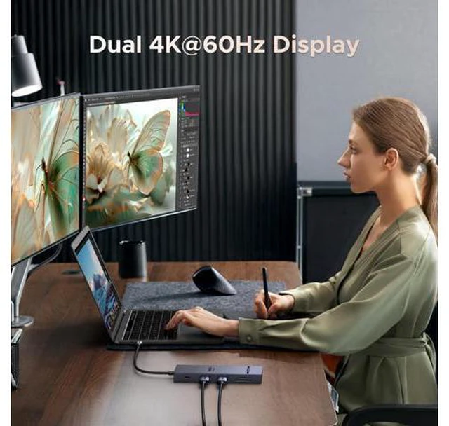 Alt view image 10 of 14 - UGREEN Revodok 10 in 1 USB C Docking Station Dual 4K Monitor, USBC Hub with 2 HDMI, USB A&C 3.2 Ports, SD/TF Card Reader, PD 100W Charging, USB C Dock with 1Gbps Ethernet for Dell, HP, XPS and More
