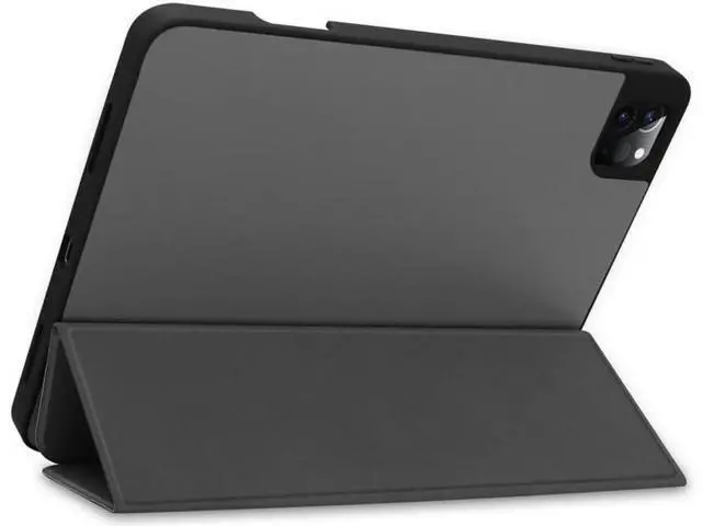 Alt view image 11 of 14 - iPad Pro 11 inch Case 2022 2021 2020 2018 with Pencil Holder, Slim Lightweight Trifold Stand Cover with Soft TPU Back Cover - Auto Sleep / Wake+Pencil Charging - Smart Case Grey