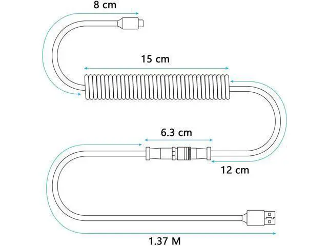 Alt view image 11 of 14 - Aomoproing Coiled Keyboard Cable for Gaming Keyboard, Coiled Aviator Keyboard Cables Type-C to USB A Cable with Detachable Aviator Connector, Double-Sleeved Mechanical Keyboard Wire (Black)