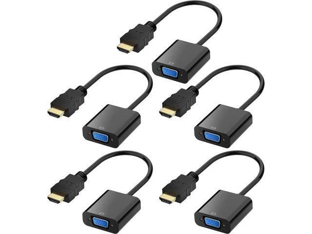 Alt view image 7 of 12 - AOMOPROING HDMI to VGA, Gold-Plated HDMI to VGA Adapter (Male to Female) for Computer, Desktop, Laptop, PC, Monitor, Projector, HDTV, Chromebook, Raspberry Pi, Roku, Xbox and More - Black 5 packs