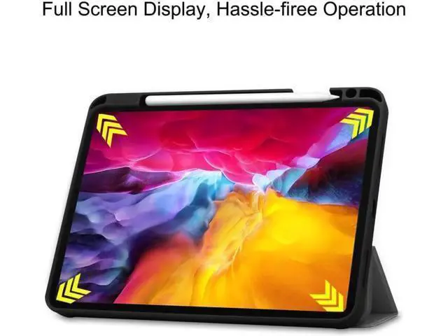 Alt view image 12 of 14 - iPad Pro 11 inch Case 2022 2021 2020 2018 with Pencil Holder, Slim Lightweight Trifold Stand Cover with Soft TPU Back Cover - Auto Sleep / Wake+Pencil Charging - Smart Case Grey