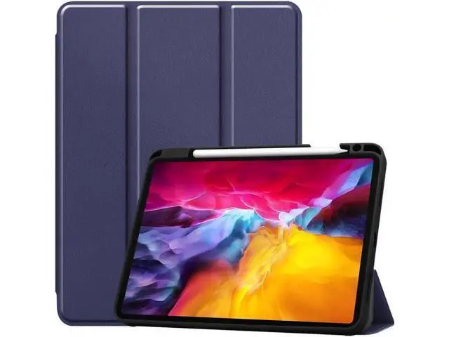 Alt view image 8 of 14 - iPad Pro 11 inch Case 2022 2021 2020 2018 with Pencil Holder, Slim Lightweight Trifold Stand Cover with Soft TPU Back Cover - Auto Sleep / Wake+Pencil Charging - Smart Case Blue