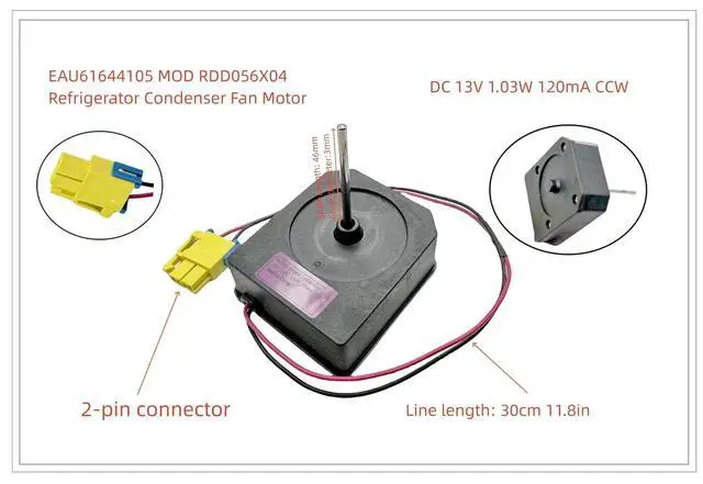 Alt view image 9 of 14 - EAU61644105 Evaporator Motor for LG Refrigerator, Compatible with AP5679692, PS7791916, EAU61644105 RDD056X04,13V DC, 1.02W, 20mA