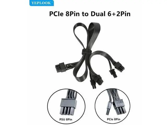 Alt view image 6 of 8 - Dual 8Pin (6+2Pin) GPU Power Cable for Cooler Master MWE / MWE V2 / GX Series Modular PSU, 18AWG