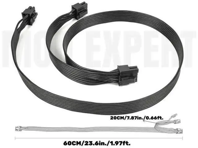 Alt view image 8 of 8 - Dual 8Pin (6+2Pin) GPU Power Cable for Cooler Master MWE / MWE V2 / GX Series Modular PSU, 18AWG
