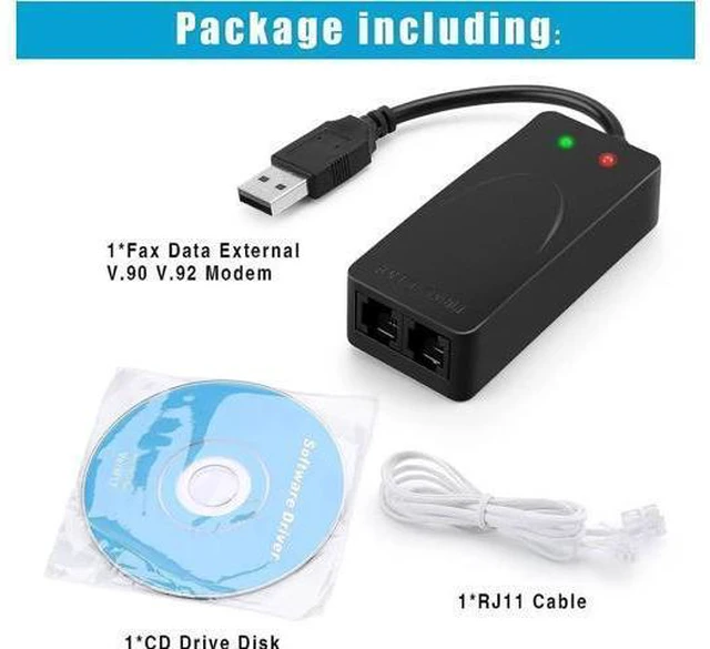 Alt view image 12 of 14 - USB 56K Voice Fax Data External V.90 V.92 Modem With Dual Ports, Compatible With Windows 98SE/2000/ME/XP/Vista/Win 7/Win 8/Win 10 Support Auto-Dial, Tone and Pulse Dialing, Auto Answer, Auto Retrain