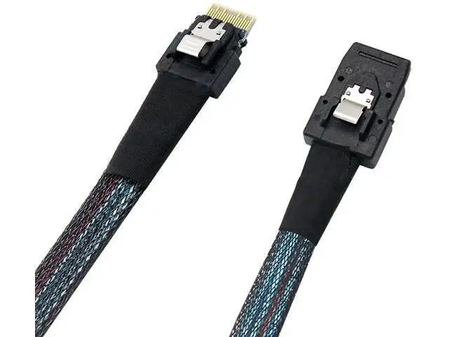 Alt view image 9 of 10 - 2 Pack 1.6FT Slimline SAS 4.0 Conversion Cable, SFF-8654 4i 38Pin Host to SFF-8087 Mini SAS 4i 36Pin Internal Server Storage Cable, Black
