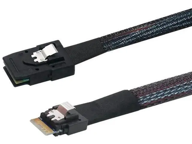 Alt view image 10 of 10 - 2 Pack 1.6FT Slimline SAS 4.0 Conversion Cable, SFF-8654 4i 38Pin Host to SFF-8087 Mini SAS 4i 36Pin Internal Server Storage Cable, Black