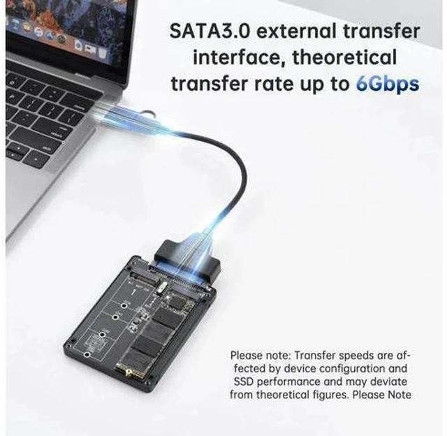 Alt view image 11 of 12 - Aomoproing M.2 SATA NGFF to SATA Adapter (Not Support NVME/ M.2 PCIE) 6Gbps Dual NGFF MSATA B Key/ B&M Key SSD to 2.5" III Converter Adapter Max 4TB Support 2230 2242 2260 2280 SSDs
