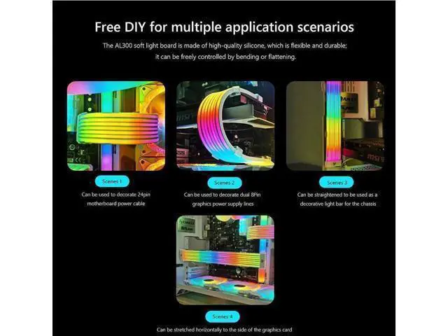 Alt view image 13 of 14 - COOLMOON AOSOR AL200 Lamp Tape 5V ARGB Aura Sync Flexible Light Bar Widening Bendable Multifunctional DIY for 3x8P Graphics Card