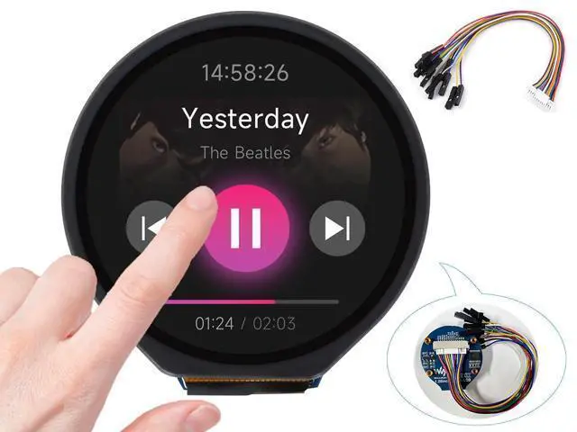 Alt view image 8 of 14 - 1.28inch Touch Round LCD Module with Touch Panel, 240×240 IPS Capacitive Display Screen, 65K RGB Color, SPI & I2C Port, GC9A01 & CST816S Chip, for Raspberry Pi/Raspberry Pi Pico/Ardu/STM32, etc