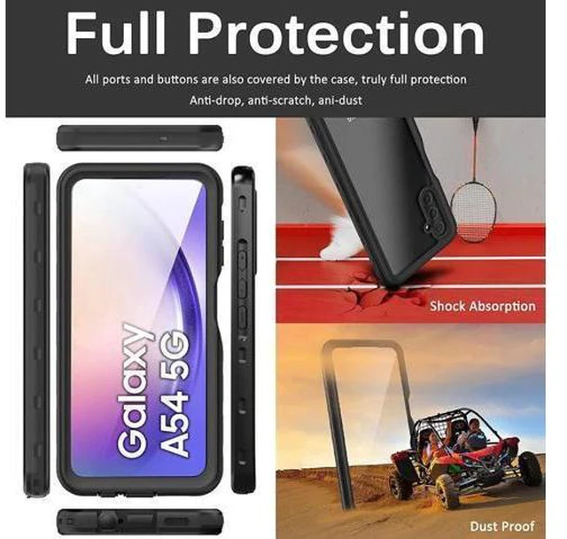 Alt view image 11 of 14 - For Samsung Galaxy A54 5G Waterproof Case, with Built-in Screen Protector, Full Protection Shockproof Dustproof Phone Cover for Samsung Galaxy A54 5G