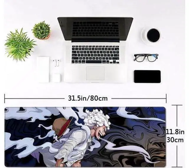 Alt view image 11 of 14 - Anime One Piece Gaming Mouse Pad Non-Slip Rubber Desk Mat Gear 5 Luffy Mousepad for Office Desk Decor 31.5 x 11.8inches x 3mm