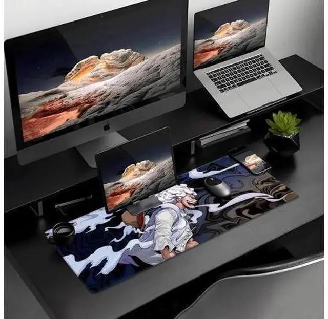 Alt view image 12 of 14 - Anime One Piece Gaming Mouse Pad Non-Slip Rubber Desk Mat Gear 5 Luffy Mousepad for Office Desk Decor 31.5 x 11.8inches x 3mm