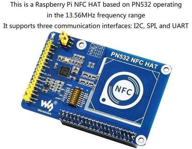 Alt view image 9 of 14 - PN532 NFC HAT for Raspberry Pi 4B/3B+/3B/2B/Zero/Zero W - I2C / SPI/UART Interface, Supports Various NFC/RFID Cards
