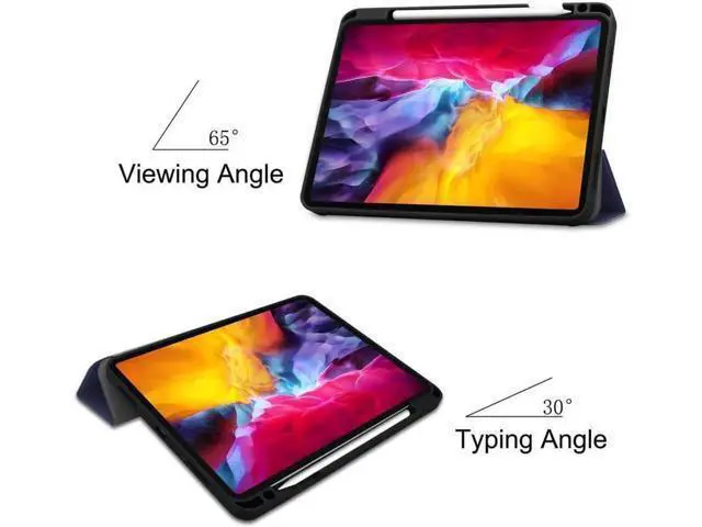 Alt view image 14 of 14 - iPad Pro 11 inch Case 2022 2021 2020 2018 with Pencil Holder, Slim Lightweight Trifold Stand Cover with Soft TPU Back Cover - Auto Sleep / Wake+Pencil Charging - Smart Case Blue