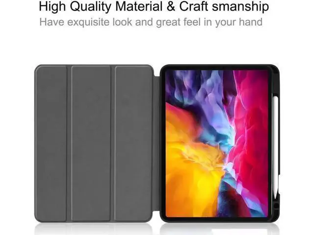 Alt view image 12 of 14 - iPad Pro 11 inch Case 2022 2021 2020 2018 with Pencil Holder, Slim Lightweight Trifold Stand Cover with Soft TPU Back Cover - Auto Sleep / Wake+Pencil Charging - Smart Case Blue