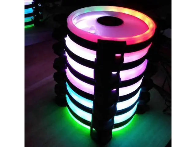 Alt view image 10 of 14 - Computer Case PC Cooling Fan RGB Adjust 120mm Quiet + IR Remote New Computer Cooler RGB CPU Case Fan Four In One